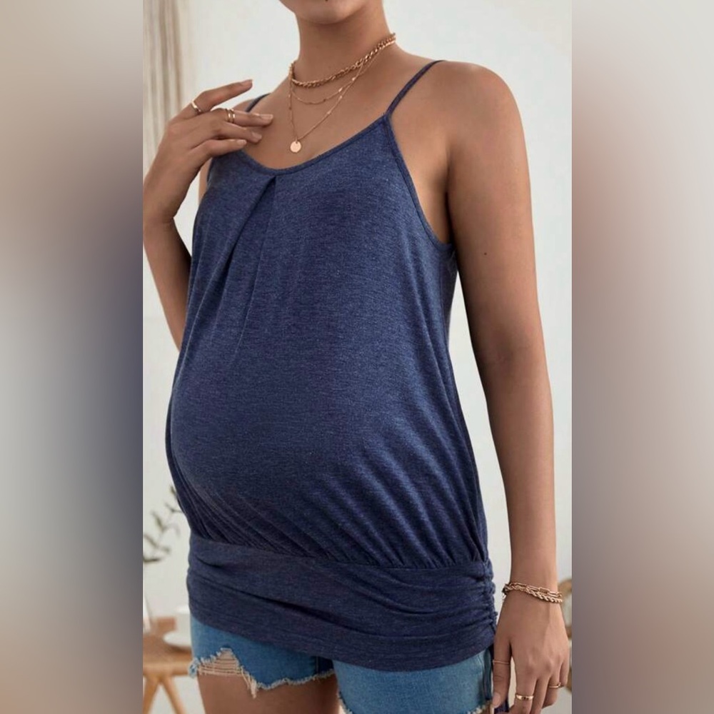Maternity Fold Drawstring Side Cami Top